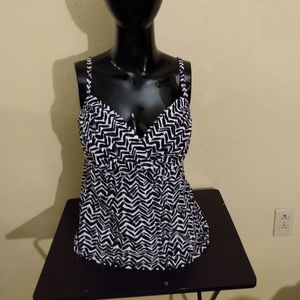 Black and white tankini